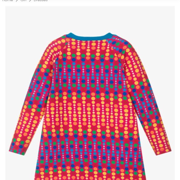 Agatha Ruiz de la Prada Girls Pink & Colourful Dot Print Cotton Jersey Dress - Picture 2 of 3